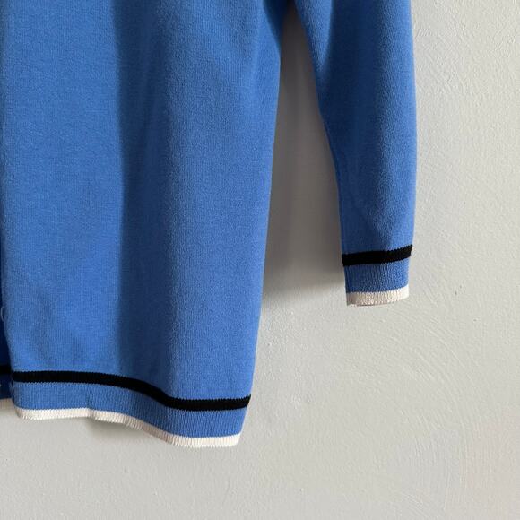 Talbots Blue & Black Tipped Charming Cardigan - Picture 3 of 7